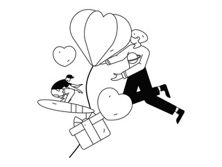 Happy Valentine's Day flat character vector concept business hand drawn illustration
