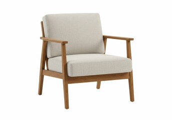 Modern armchair with wood frame on white background