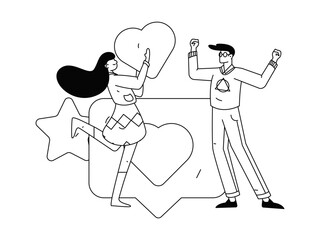 Happy Valentine's Day flat character vector concept business hand drawn illustration
