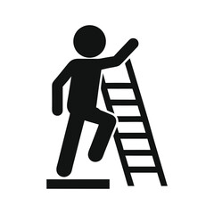 person on a ladder icon of silhouette vector illustration on white background