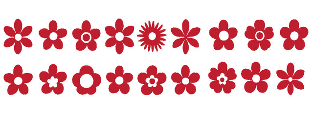 Colorful Hand-Drawn Flowers Vector Illustration