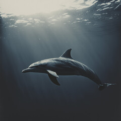 Fototapeta premium Dolphins, marine life, illustration, background