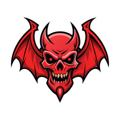 Devil Skull with Bat Wings Vector &ndash; Dark and Menacing Illustration.