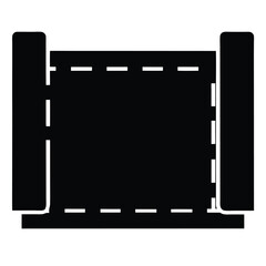 Black and White Graphic of a Retractable Gate or Barrier with Vertical Supports