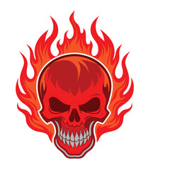 Fiery Red Skull Vector Illustration &ndash; Striking and Powerful Design.
