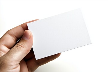 Obraz premium Blank White Business Card Mockup Held in Hand, Isolated on White Background
