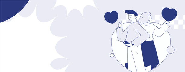 Happy Valentine's Day flat character vector concept business hand drawn illustration
