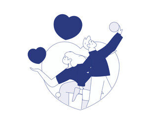 Happy Valentine's Day flat character vector concept business hand drawn illustration
