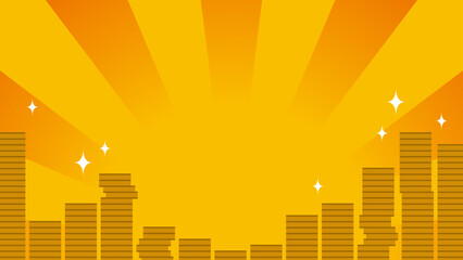 硬貨が積み上がった集中線 黄ver.