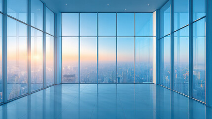 Empty Modern Office Space with City View