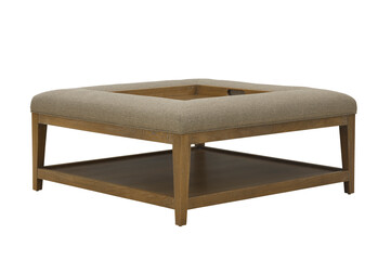 Contemporary square ottoman coffee table with storage shelf and upholstered seat