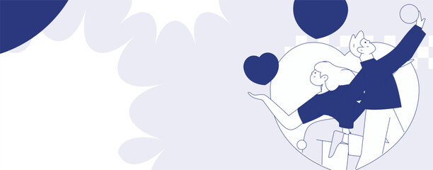 Happy Valentine's Day flat character vector concept business hand drawn illustration
