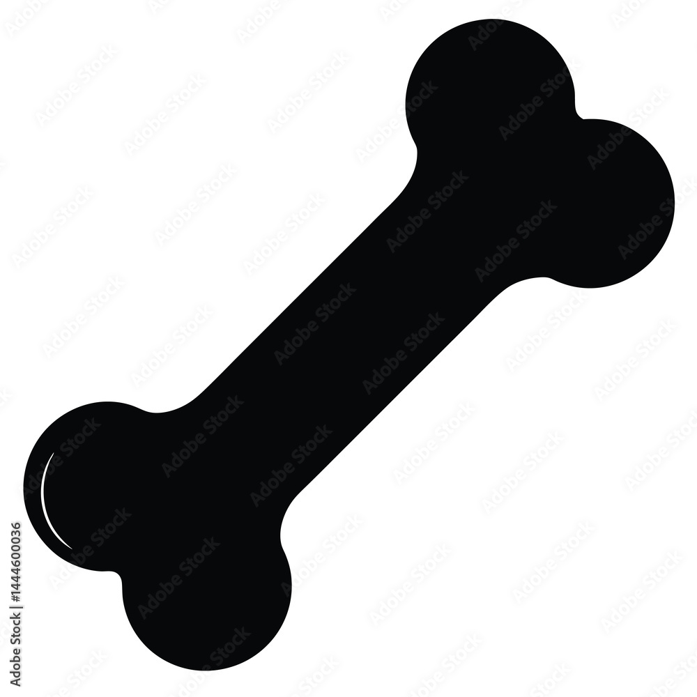 Poster black silhouette of a bone a dog chew toy icon simple graphic design element