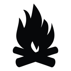 Campfire Icon Black Silhouette Simple Graphic Design Element for Web and App