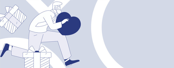 Happy Valentine's Day flat character vector concept business hand drawn illustration
