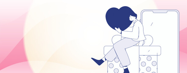 Happy Valentine's Day flat character vector concept business hand drawn illustration
