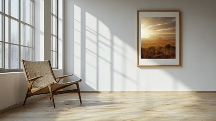Sunrise Landscape in Modern Room.