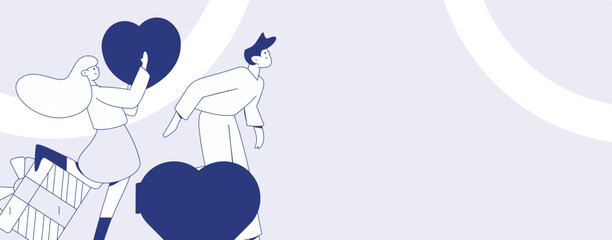 Happy Valentine's Day flat character vector concept business hand drawn illustration
