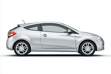 Obraz premium side view of silver hatchback car isolated on white background