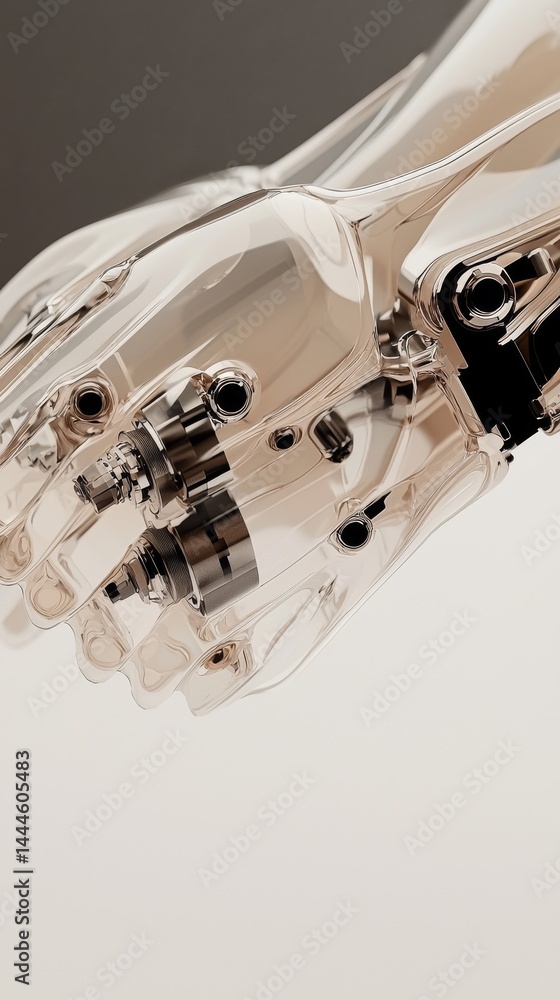 Aufkleber close-up view of a robotic hand showcasing advanced mechanical design and innovation.