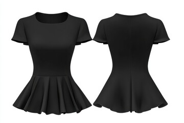 Obraz premium Elegant Black Peplum Top: A timeless classic with a flattering fit. Perfect for day or night, this versatile piece is a wardrobe staple.