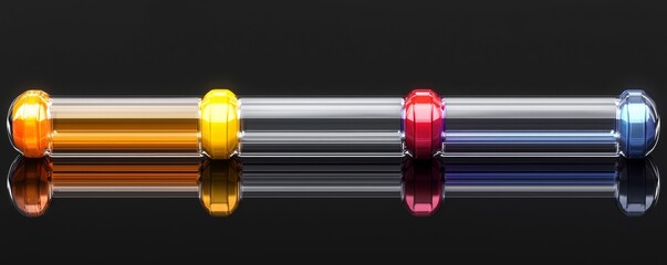 Obraz premium Colorful glass tubes arranged on a reflective surface showcasing modern design.