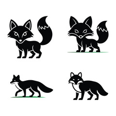 A silhouette of a fox vector on a white background