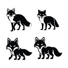 A silhouette of a fox vector on a white background