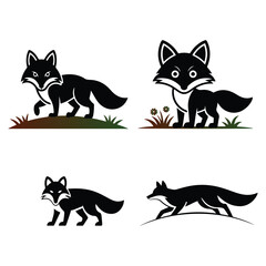 A silhouette of a fox vector on a white background