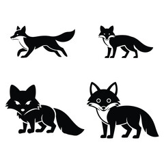 A silhouette of a fox vector on a white background