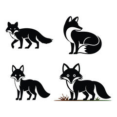 A silhouette of a fox vector on a white background