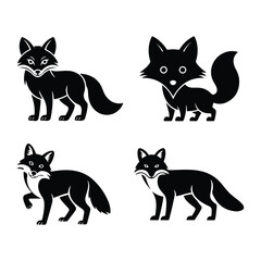 A silhouette of a fox vector on a white background