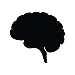 Human Brain Silhouette Icon Simple Black Brain Graphic Design Element