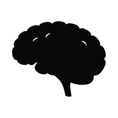 Black Silhouette of a Human Brain Icon Graphic Image