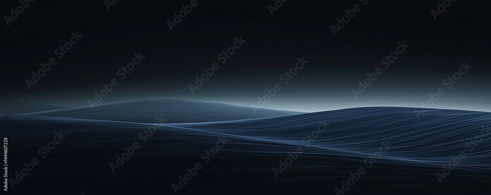 Poster serene abstract waves of blue and gray creating a tranquil atmosphere at dawn.