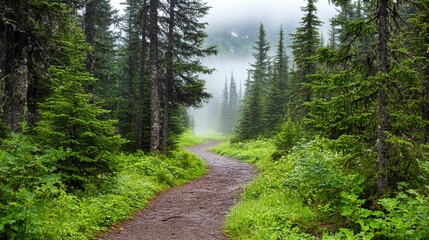 Fototapeta premium Misty Forest Trail