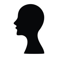 Simple Black Silhouette of a Person's Head and Neck in Profile View