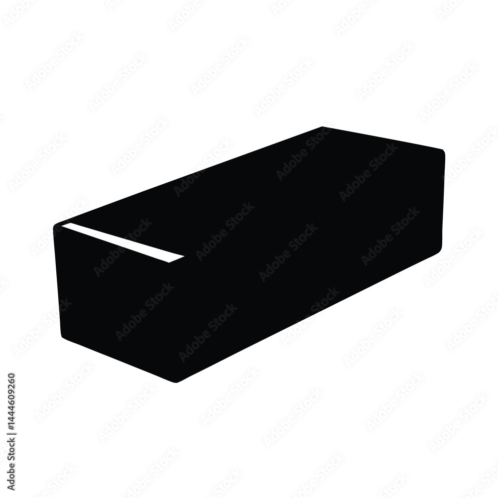 Poster a single black rectangular brick building block isometric view