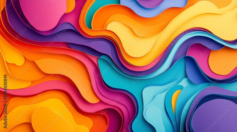 Aufkleber abstract colorful wavy paper layers background.