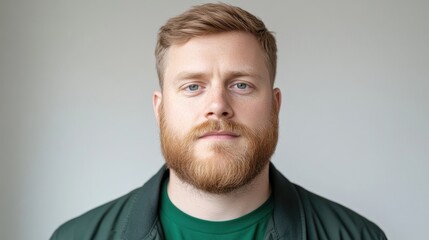 Fototapeta premium Man with reddish beard and light-brown hair. Neutral expression