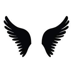 Pair of Black Wings Simple Silhouette Graphic Design Element