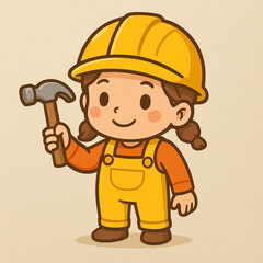 cartoon builder with a hammer