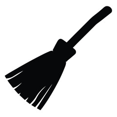 Black Silhouette of a Witchs Broomstick Cleaning Tool for Halloween