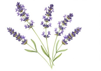Watercolor illustration of lavender flowers isolated on white background