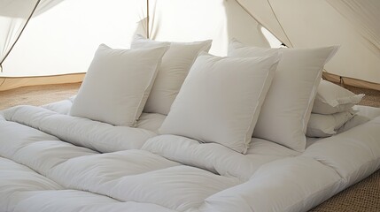 Mold-resistant liners placed under tent bed area