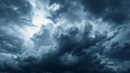 Dark Storm Cloud Formation Over Sky Ominous Thunderstorm Weather Background

