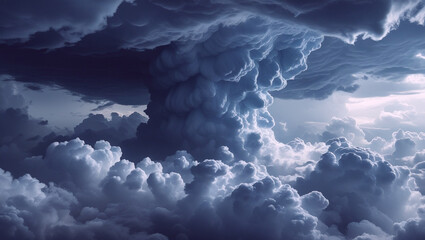 Dark Storm Cloud Formation Over Sky Ominous Thunderstorm Weather Background

