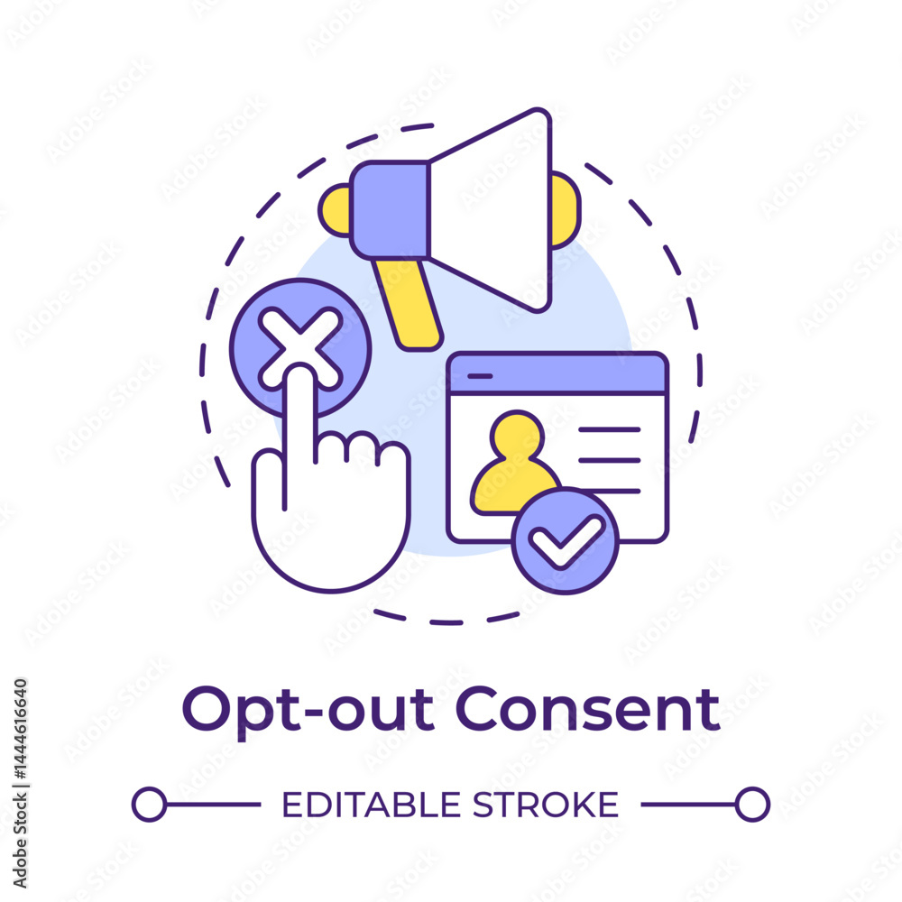 Poster opt out consent multi color concept icon. decline personal data collection. changing settings of web