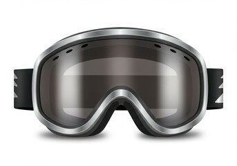 Ski goggles with silver frame isolated on white background