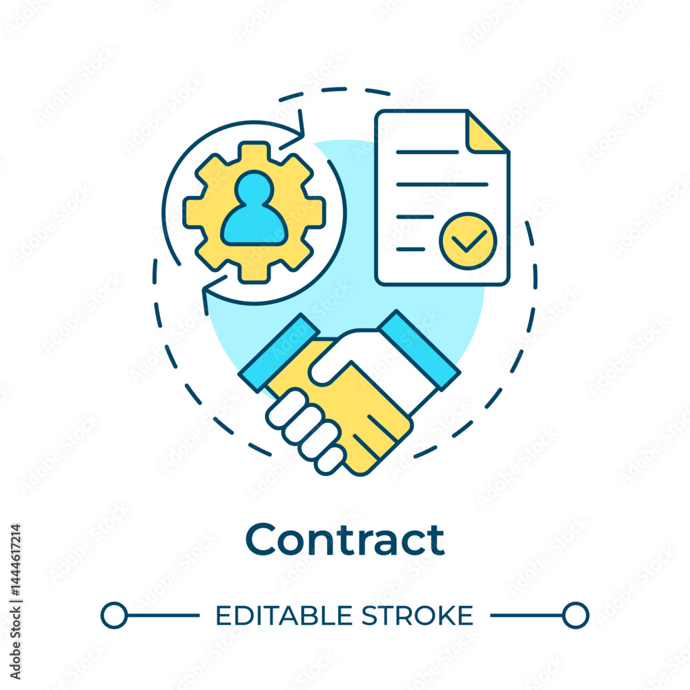 Poster contract multi color concept icon. personal data processing necessity for agreement. legal base from